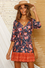Parakeet Dress Navy