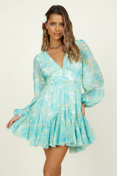 Breathe Slowly Dress Blue