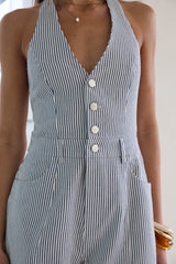 Little Things Romper Blue Stripe