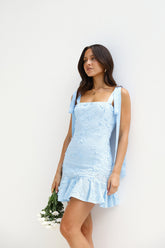 Blossom Embellish Mini Dress Blue