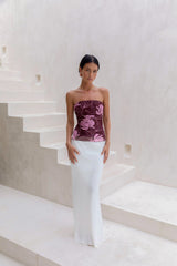 Sunset Blooms Strapless Top Plum