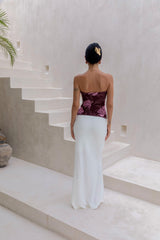 Sunset Blooms Strapless Top Plum