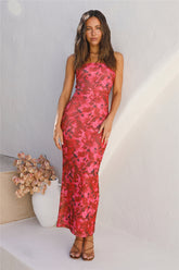 Lily Petals Mesh Maxi Dress Pink