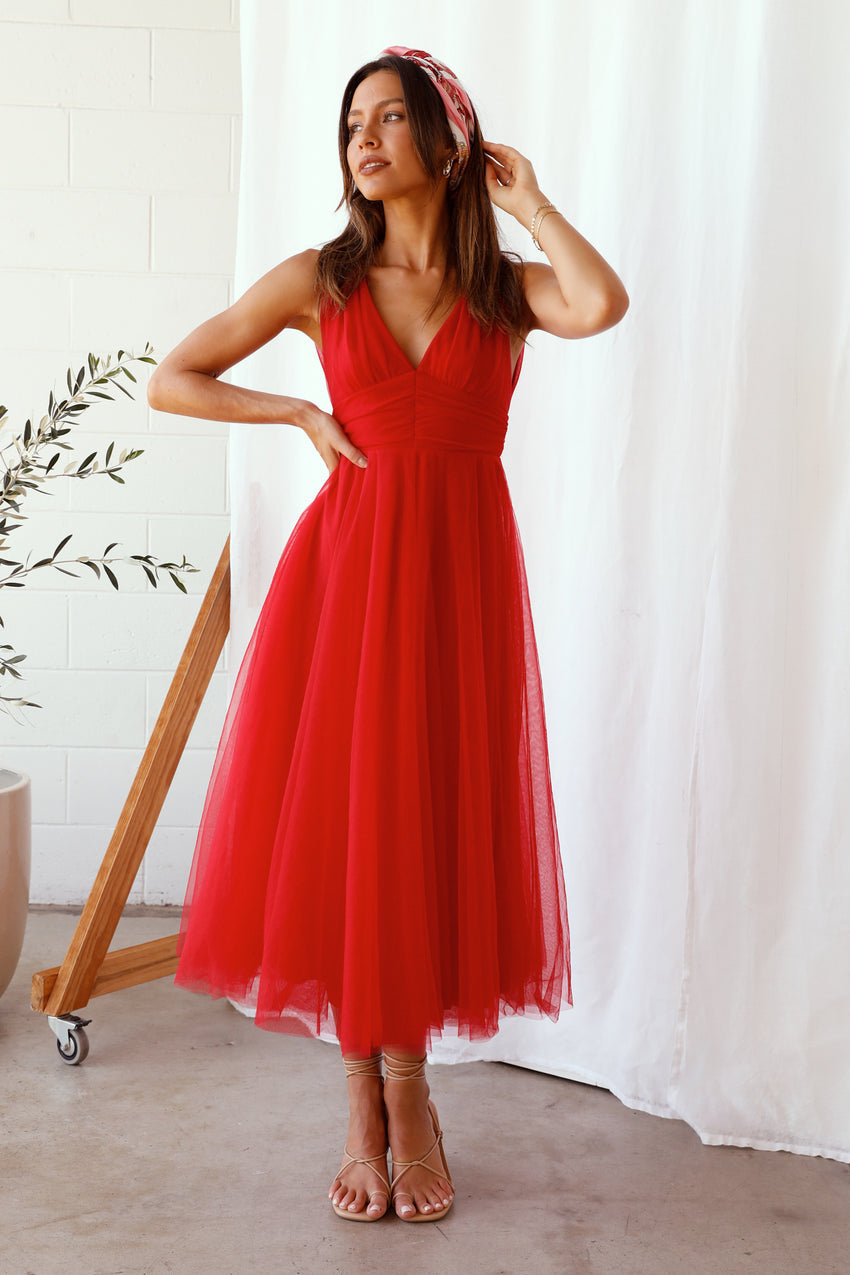 London Fog Maxi Dress Red