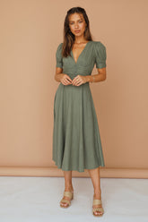 Leaves In The Wind Maxi Dress Khaki