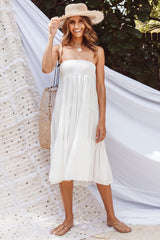 Trail Point Midi Dress White