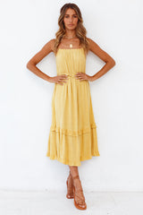 Honeycomb Midi Dress Yellow