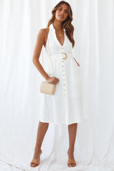 Turn To The Wind Midi Dress White