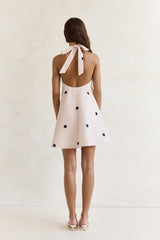 Faith In You Polka Dot Halter Mini Dress Beige