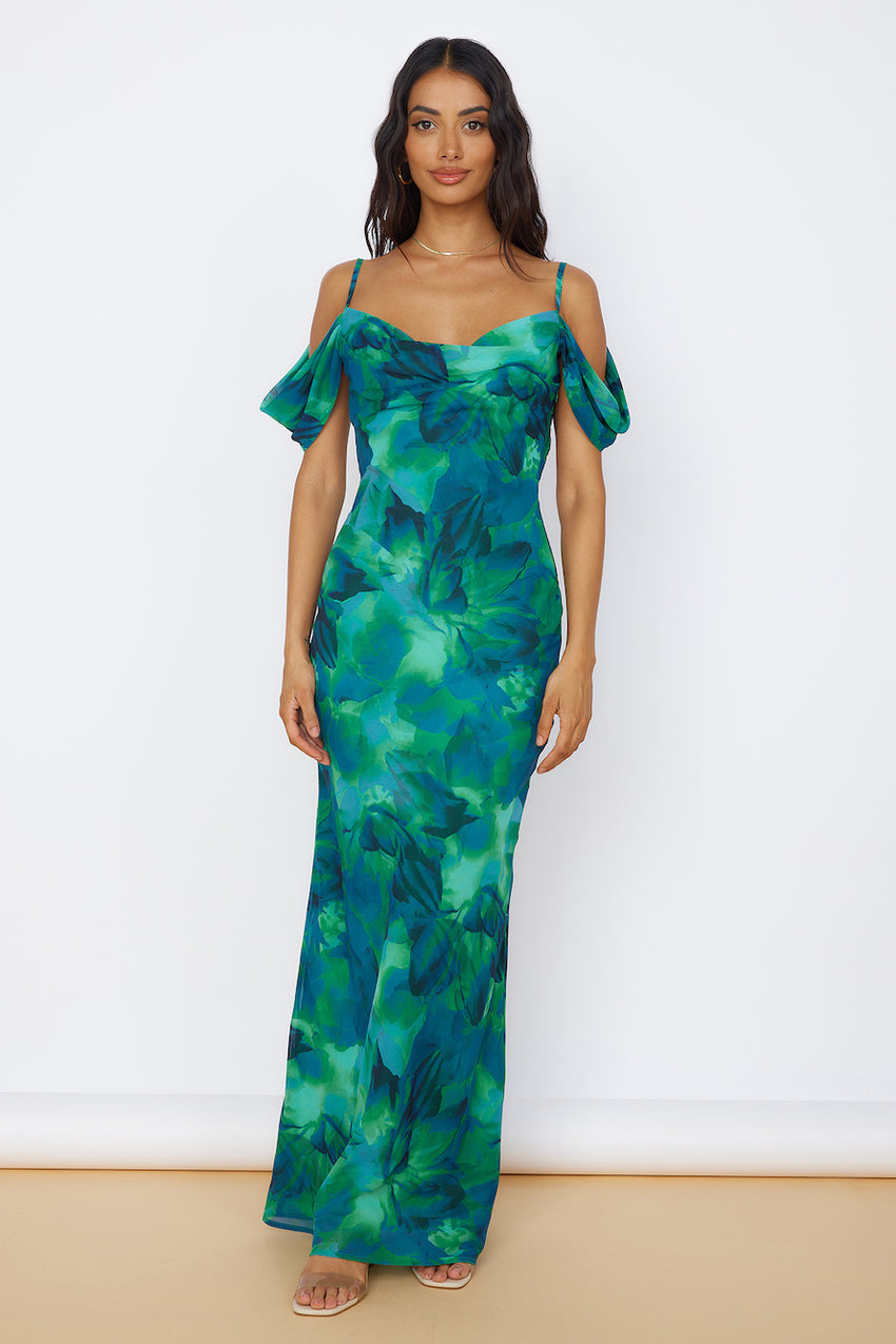 RUNAWAY THE LABEL Litsa Maxi Dress Calista Green