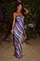 RUNAWAY THE LABEL Velzy Strapless Dress Riviera Print