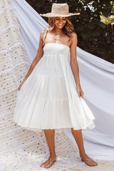 Trail Point Midi Dress White